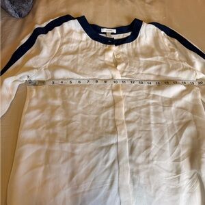 Silk blouse with navy trim